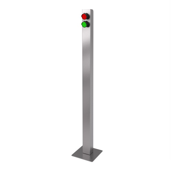 Funk-Ampel-Säule Edelstahl mit LED-Modulen rot/grün zur Fernbedienung, wetterfest, h = 1,5 m