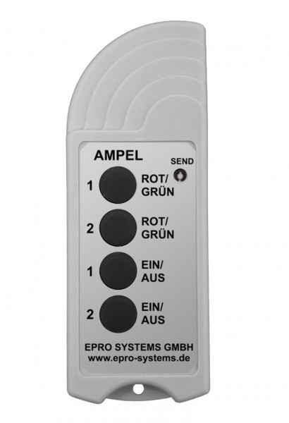 Funkfernbedienung mit Taster ROT/GRÜN und EIN/AUS für zwei Ampeln ROT/GRÜN