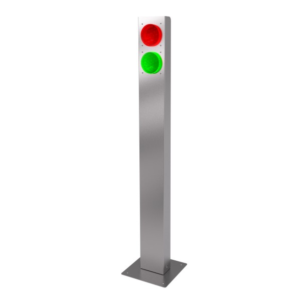 AMPEL-SÄULE rot/grün Edelstahl mit LED-Modulen Ø 100mm, wetterfest, freistehend, h = 1,5m